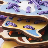 Printed Wooden Animal Lacing Toy Smooth-Cut Edges Animal Lacing Board Colored Fine Motor Threading Toy Hand-Eye Coordination for Children