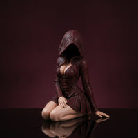 Hooded Lady Figurine Sculpted Hooded Lady Statue Eerie for Bookshelf, Desk