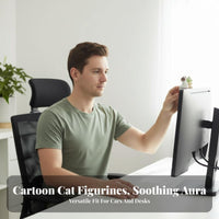 Adorable Design Computer Monitor Cat Ornament Unique Poses Car Dashboard Cat Figurine Multiple Styles Available for Women, Rearview Mirror