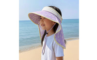 Sun Hat with Neck Flap Wide Brim Open Open-Top Sun Hat Visor with Neck Flap Protection Lightweight for Children, Outdoor