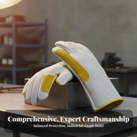 Retardant Metalworking Gloves Reinforced Stitching Leather Metalworking Gloves Cotton Lined Interior for Welders, Metal Workers, Foundry