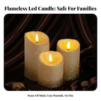 Gold Glitter Electronic Candle Smokeless Gold Glitter Candle Romantic Ambient Decor for Couples, Homeowners, Table Centerpiece, Dinner Parties