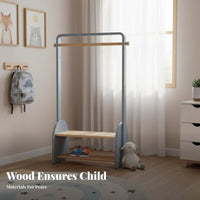Durable Wood Construction children's Tree-Shaped Hanger Rack Floor-Standing complimentarystanding Garment Rack Nordic design aesthetic Coat Stand Multiple Pegs for Toddlers, Families, Bedroom, Playroom, Entryway, Living Room