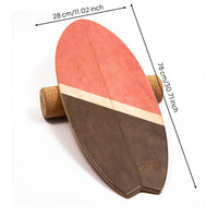 Balance Board with Roller Wooden Wave Balance Board Stability Coach Cork Oval for Surfers, Fitness Training, Home Gym