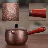 Copper Teapot with Wooden Handle Hammered Copper Teapot Long Pot for Collectors, Home Kitchen