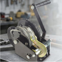 Self-Locking Hand Winch Easy to Install Hand Crank Winch High Load Capacity Manual Strap Puller for Outdoor Extrication
