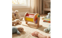 Child-Centered-Style Tabletop Sensory Drum Wooden Textile Drum Toy Early-Learning for Babies 4-12 Months