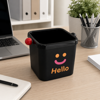 Small Office Trash Can with Pressure Ring, Compact Square Paper Bin 16cm, for Home, Dorm, Office