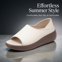 Women's Peep Toe Sandals, Casual Slip-, Round Toe Microfiber Upper, Comfortable PU Lining, Sole for Daily Use