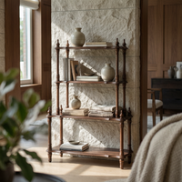 Wooden Shelf with Four Tiers Stable Multi-Tier Shelf Narrow for Flower Shop