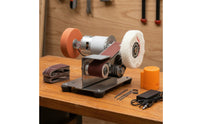 Compact Belt Sander with Polishing Wheel Multi-Function Mini Electric Belt Sander Multifunctional Polishing Grinder Portable for Woodworkers, Hobbyists, Woodworking, Workshop