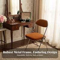 Retro Design Upholstered Folding Chair Foldable Design Household Furniture Portable Collapsible Seat Sturdy Construction for Apartment Dwellers, Young Adults, Bedroom, Small Areas, Dining Room, Office