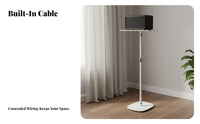 Sturdy Metal Construction Speaker Tray Floor Stand Heavy Duty Adjustable Speaker Stand Easy Setup Universal Device Pedestal Space Saving for Home Theater, Living Room, Bedroom