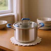 Stainless Steel Soup Pot Round Shape Lidded Soup Pot Even Heating Stockpot for Stewing