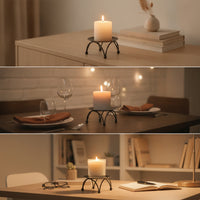 Candle Pedestal with Legs Decorative Pillar Candle Holder Pedestal Display Low-Height Candlestick Round for Tabletop