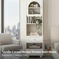 Cream Design Tall Bedside Cabinet with Drawer clean contemporary Design Nightstand Ample Storage Bedroom Furniture Space-Saving for Apartment Dwellers, Homeowners, Students, Small Spaces, Dorm Room