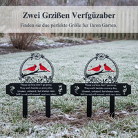 Cardinal Bird Outdoor Cemetery Memorial Stake Rust-Resistant Metal Craft