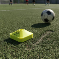 10 Pieces Bright Yellow Flat Marker Discs Stackable Soccer Training Markers Versatile Flat Cones with Center Hole Lightweight for Schools