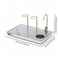 Coffee Rinsing Work Surface Built-in Cup Washer with Faucet Heavy Duty Tea Making Tray with Drain for Baristas