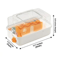 Luxury Hamster Cage with Acrylic Top, Two-Level Transparent Habitat Starter Kit, Modern Square Shape Portable Hamster Cage with Exercise Wheel