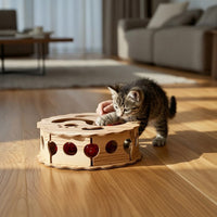Wooden Cat Toy Indoor Foraging Maze Space-Saving for Living Room, Cats, Kittens