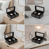 Double Watch Storage Box with Transparent Cover Portable Double Watch Box Sturdy for Travel, Dresser