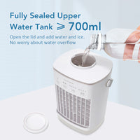 CF-006A Desktop Air Cooler Fan with 4-Speed Adjustment and Colorful Ambient Light (White)