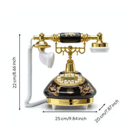 Antique Style Telephone Decorative Antique Telephone Retro Landline Phone Glossy Landline Phone with Coiled Cord Classic