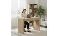 Computer Desk Minimalist Desk with Drawer Wood-Grain Study Table for Remote Workers, Students, Home Office, Bedroom