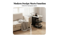 Mobile Design Rolling C-Shaped Table On casters C-Shaped Couch Stand Multi-Purpose eveningstand Space-Saving for Apartment Dwellers, Homeowners, Home Workers, Living Room, Bedroom, Balcony, Small Spaces