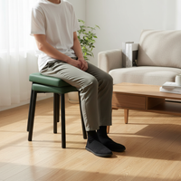 Stackable Dining Stool with Padded Seat, Modern Metal Leg Stool for Living Room and Dining Table