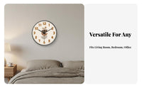 Non-Ticking Silent Quartz Wall Clock No-Drill Installation Silent Wall Clock Easy to Hang for Homeowners, Renters, Bedroom, Hallway, Kitchen