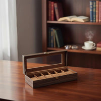 6 Slot Watch Box Cushioned Compartments 6-Slot Watch Box Metal Latch