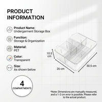 Underwear Organizer with Compartment Dividers, Transparent PET Material Lingerie Storage Box, Closet and Shelf Solution, Clear with Lid