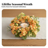 Small Floral Candle Wreath Realistic Look Artificial Flower Wreath for Families, Weddings