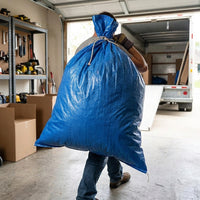 Navy Polypropylene Debris Sacks, 110cm Garden Waste Bags for Moving, Heavy Duty 50kg Capacity Woven Sacks, Pack of 10
