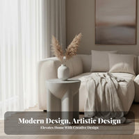 Cream design Sculptural Pedestal Stand Creative Design End Table adaptable Use Nightstand Modern Minimalist for Interior Designers, Apartment Dwellers, Homeowners, Living Room, Bedroom, Small Spaces, Entryway