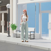 Girl Figure Holding Coffee Colorful Coffee Cup Figurine Highly Detailed