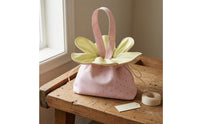 Layered Floral Flower-Shaped Purse Top Handle Flower Bag Gathered Opening Spotted Bag Soft Material