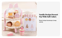 Promotes Interactive Play Pretend Afternoon Tea Set Solid Wood Construction Afternoon Tea Playset Develops Social Skills Wooden Dessert Stand Playset Realistic Design for Preschoolers, Toddlers, Playhouse