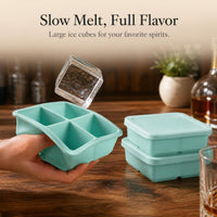 Silicone Ice Cube Tray for Whiskey and Cocktails, Large Square Ice Mold for Home Bar and Commercial Use