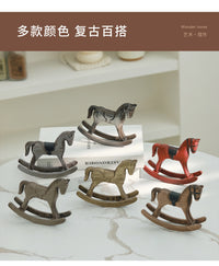Hand-Carved Wooden Rocking Horse Figurine Vintage Style
