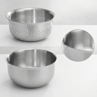 2 Pieces Stainless Steel Draining Bowl Set Perforated Strainer with Basin Rust-Resistant Colander with Bowl Easy to Clean for Washing Vegetables