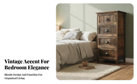 timeless Retro Design Single-Drawer End Table Distressed Finish Nightstand Vintage aesthetic Home Furniture Space-Saving for Homeowners, Interior Designers, Students, Bedroom, Guest Room, Small Spaces, Hallway