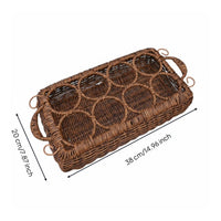 Drink Organizer Rustic Style Drink Organizer Easy to Carry Rattan Bottle Stand