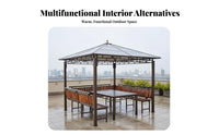 Weather Resistant Gazebo with Bench and Swing Sun Protection Garden Pavilion Sturdy Construction Outdoor Structure Waterproof Roof for Homeowners, Families, Adults, Terrace, Backyard, Courtyard, Poolside
