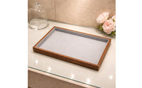 Jewelry Display Tray Walnut Wood-Colored Jewelry Storage Tray Home Organizer Light Gray Raised Side