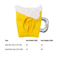 Eye-Catching Beer Mug Hat Three-Dimensional Beer Mug Party Hat Soft Costume Accessory Funny for Partygoers, Adults, German Beer Festival, Halloween, Photo Booths