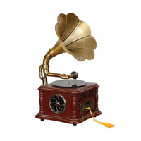 Phonograph-Style Speaker Indoor Display Tabletop Bell Speaker Decorative Home Audio for Music Playback