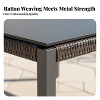 All-Weather L-Shaped Sectional with Table Waterproof Cushions Modular Rope-Back Sectional Set Water Resistant Outdoor Furnishing Woven Accents for Hospitality Businesses, Commercial Property Managers, Patio, Balcony, Terrace, Backyard